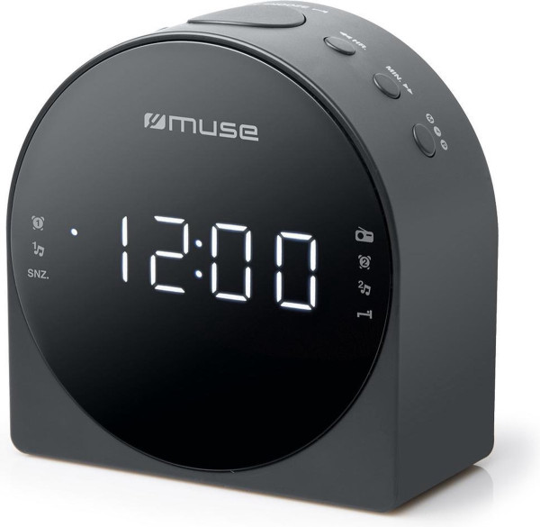 Muse M-185CR - Stijlvolle digitale wekkerradio met groot display, grijs