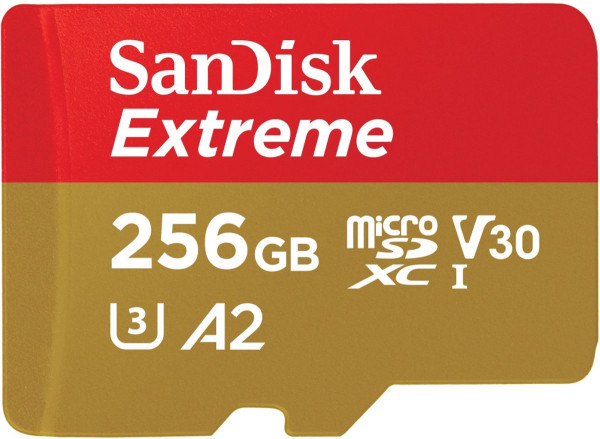 SanDisk Extreme MicroSDXC 256GB - 190/130 mb/s - A2 - V30 - SDA - Rescue Pro DL 1Y - Inclusief SD Ad