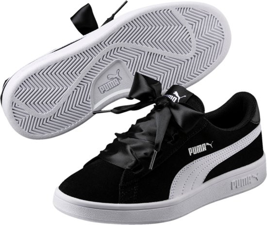 PUMA Smash v2 Ribbon AC PS Sneakers Kids - Black-White - Maat 33