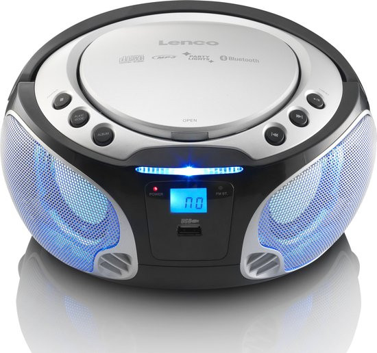 Lenco SCD-550SI - Draagbare radio met Bluetooth® en LED verlichting - Zilver