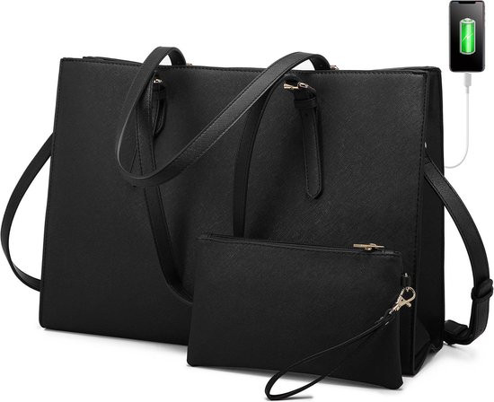 Elegante Tweedelige Dames Handtassen set met een laptop vak voor 15,6 inch Laptops - Laptoptas voor