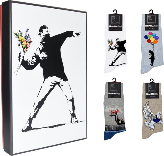 MuseARTa - Maat 36-40 - Banksy Graffiti - Gift box with 4 pairs of socks