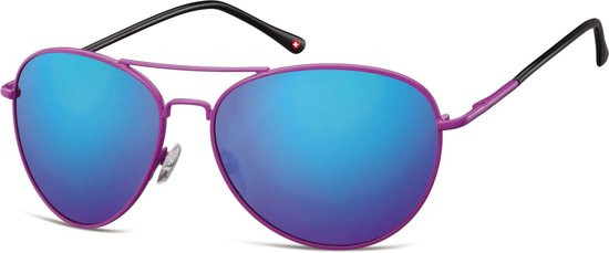 Montana MS95D - Zonnebril - Aviator style - Paars en Zwart - Lensbreedte 59 mm