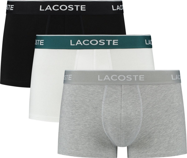 Lacoste Maat M Heren 3-pack Trunk - Zwart/Grijs/Wit/Blauw