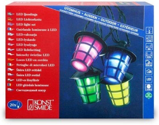 KOOPJESHOEK - Konstsmide 4162 - Snoerverlichting - 20 lamps LED gekleurde lantaarns - 475 cm - 24V -