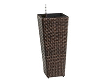 Plantenbak van wicker met bewateringssysteem, 28x28x60cm, bruin bicolour, weersbestendig