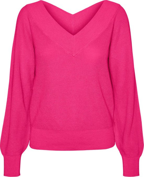 VERO MODA - Maat XL - VMNEWLEXSUN LS DOUBLE V-NCK BLOU GA REP2 Dames Trui