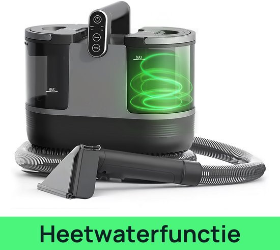 4 in 1 Compacte Tapijtreiniger met Heet water - Verwarmbaar tot 60°C - Vlekkenreiniger - 4 Opzetstuk