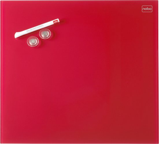Nobo Glasbord Magnetisch Rood 30 x 30 cm incl. marker en magneten