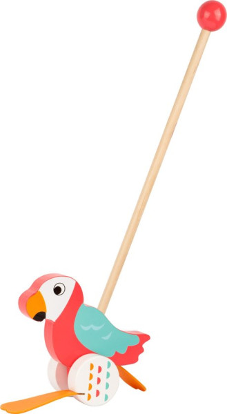 Small Foot - Houten Duwfiguur Papegaai Lori met Stok