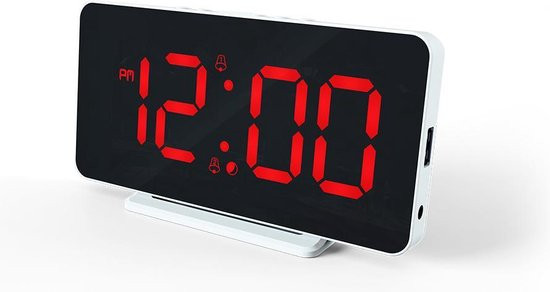 Caliber HCG022 - Slim-line wekker met USB - Wit