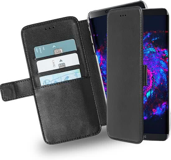 Azuri wallet case met transparante backcover - zwart - voor Samsung S8+