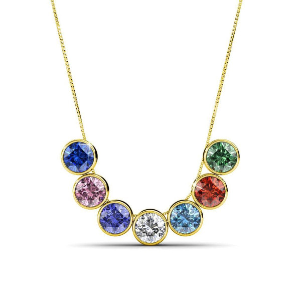 Yolora Dames Ketting met Hanger - 7 Gekleurde Kalpa Camaka Kristallen - Set van 7 - kleurig - 18K Ge
