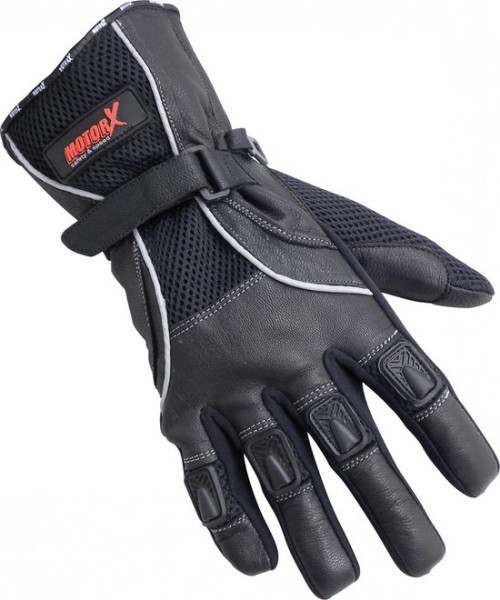 MotorX - Maat M - Motorhandschoenen - echt leder - zomer - zwart - Volledige bescherming
