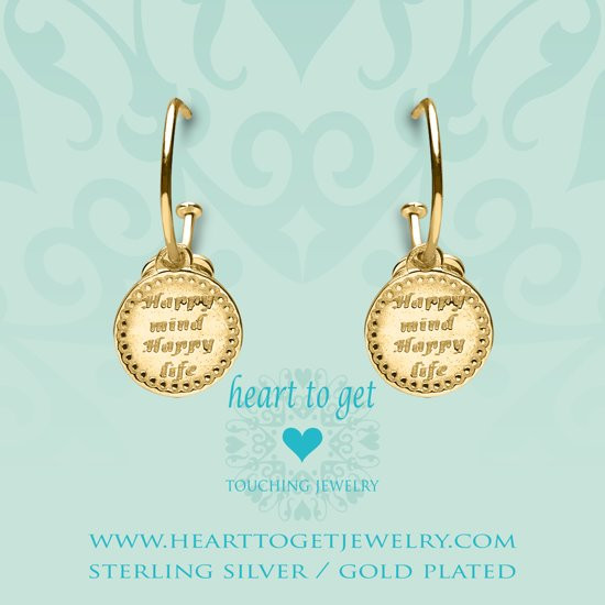 Heart to Get 925 Sterling Zilveren Goudkleurige Bohemian Coin Happy Mind Oorbellen