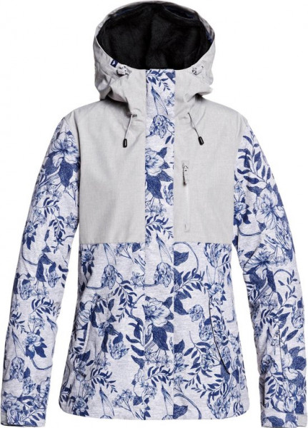 Roxy Jetty 3N2 Dames Ski jas - Maat L - Heather Grey Botanical Flowers