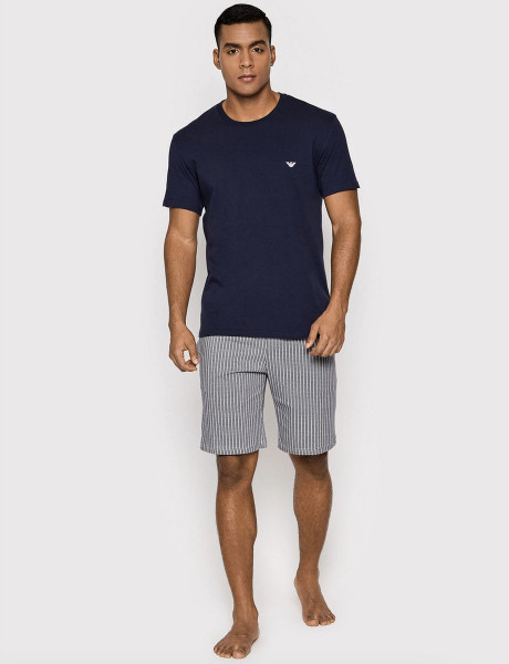 Emporio Armani - Maat XL - Pattern Mix Mannen Shortama - Marin Vertical Stripe