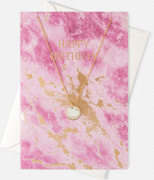 Orelia giftcard HAPPY BIRTHDAY, goudkleurige ketting