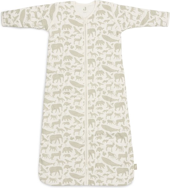 Jollein Baby Slaapzak Winter Met Afritsbare Mouw 110cm Animals - Olive Green