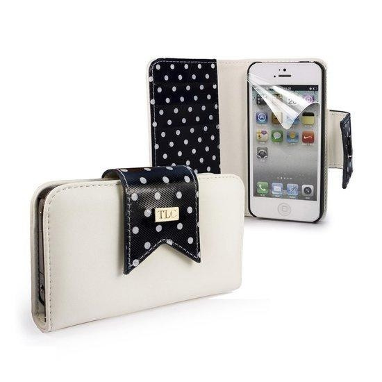 Tuff-Luv Polka-Hot fashion FX Leren portemonnee case iPhone 5c zwart/