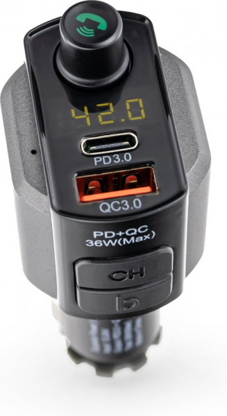 Caliber PMT567BT - FM transmitter met Bluetooth - USB C en A - 3.0 Fast charger (Snellader) - Zwart