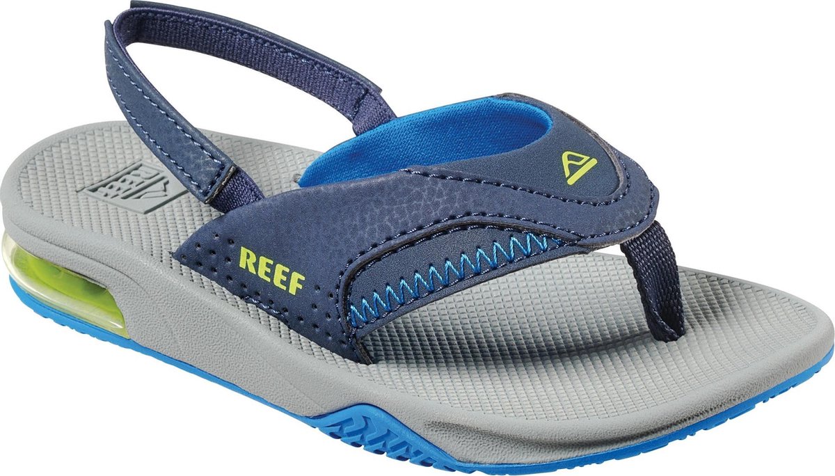 Reef Little Fanning Slippers - Navy/Lime Maat 23.24 | DGM Outlet
