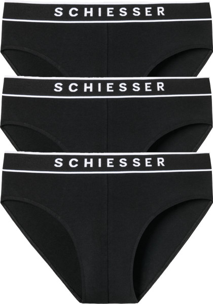 Schiesser - Maat XL - 95/5 Organic Heren Rio Slip - Zwart - 3 pack