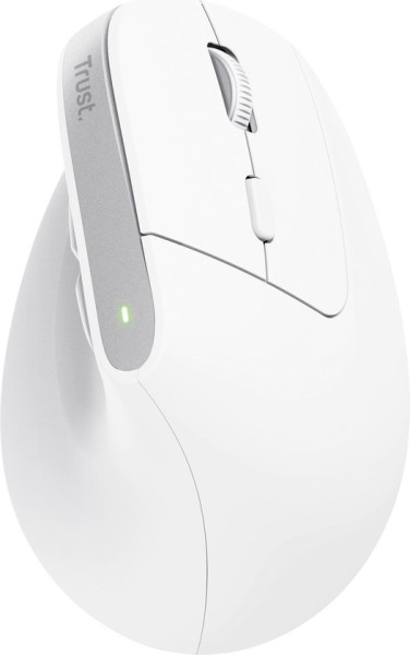 Trust Bayo+ - Draadloze Ergonomische Muis - Oplaadbaar - Meerdere Apparaten - Verticaal - Wit