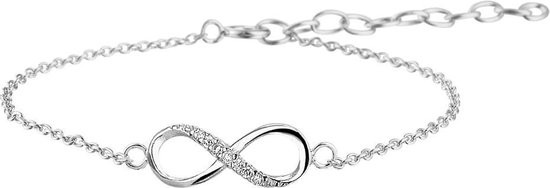 The Jewelry Collection - Armband Infinity Zirkonia 1,0 mm 13 + 3 cm - Zilver