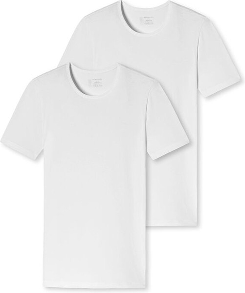 Schiesser - Maat M - heren T-Shirt 2-Pack - 95/5 - Biologisch katoen - Wit