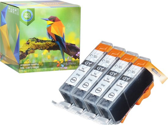 Ink Hero - 4 Grijzen - Inktcartridge / Alternatief voor de Canon CLI-521, PGI-520, PIXMA MP980, MP99