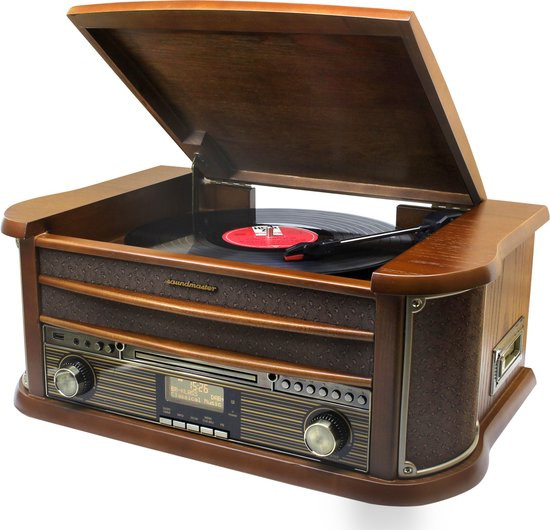 Soundmaster NR565DAB - Nostalgisch stereo muziekcenter met DAB+, bluetooth, platenspeler, CD en cass