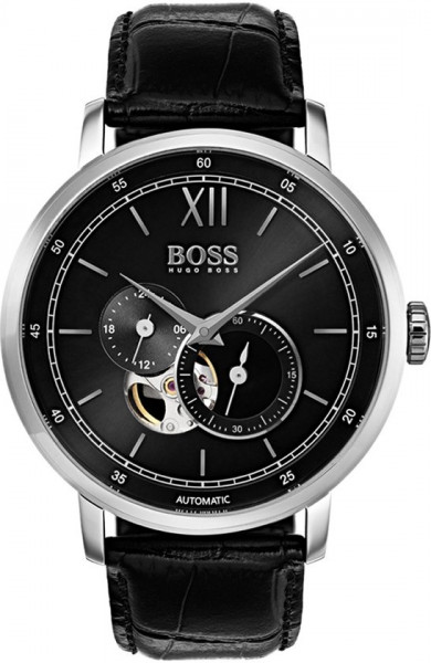 Hugo Boss HB1513504 Signature Heren Horloge - Leer - Zwart - Ø44 mm
