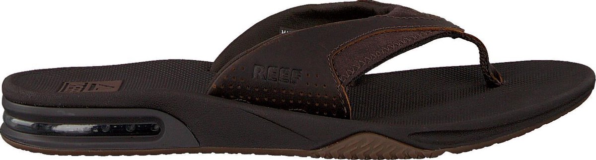 Ga lekker liggen innovatie Onvoorziene omstandigheden Reef Leather Fanning Heren Slippers - Maat 39 - Dark Brown | DGM Outlet