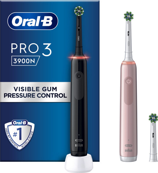 Oral-B PRO 3 3900 - Elektrische Tandenborstel - Duo Zwart + Roze