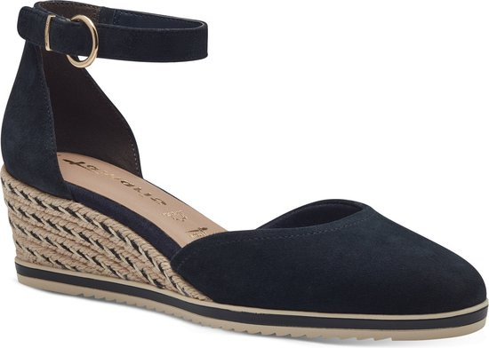 Tamaris - maat 37- Espadrilles blauw Leer - Dames