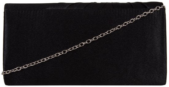 Merkloos Clutch Twiggy voor Dames / Schoudertas / Satijn Zwart/ Avondtasje met schouderriem