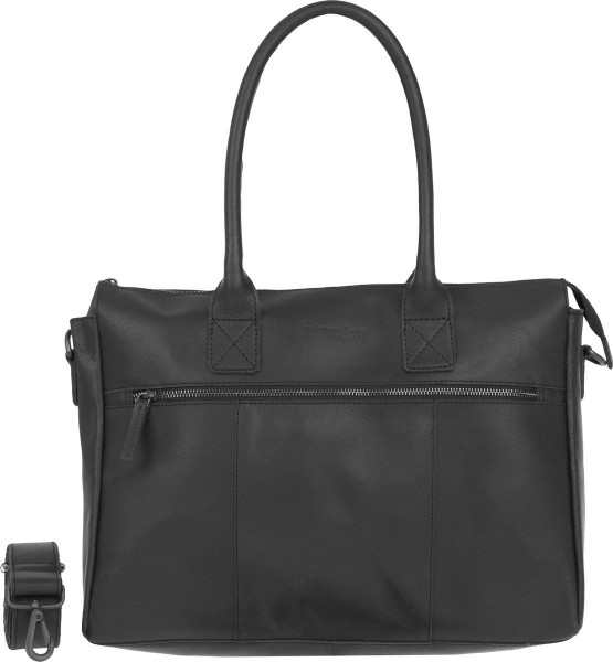 DSTRCT Limited Leren Schoudertas Laptoptas 15,6 inch Laptopvak Uitgebreid Zwart
