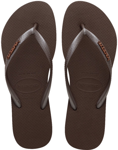 Havaianas Slim Logo - maat 35-36 - Metallic Slippers - Bruin