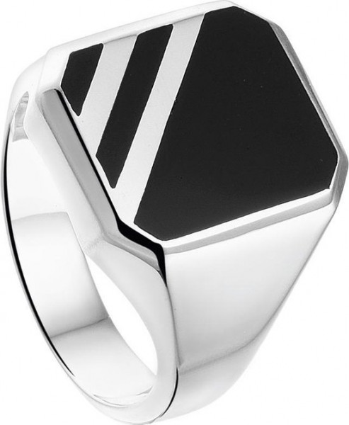 The Jewelry Collection - Zegelring Onyx - Zilver - Maat 19.00