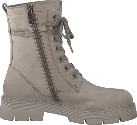 MARCO TOZZI - Maat 37 - MT Leather upper and Feel Me insole Dames Lace Boot Flat - TAUPE NUBUCK