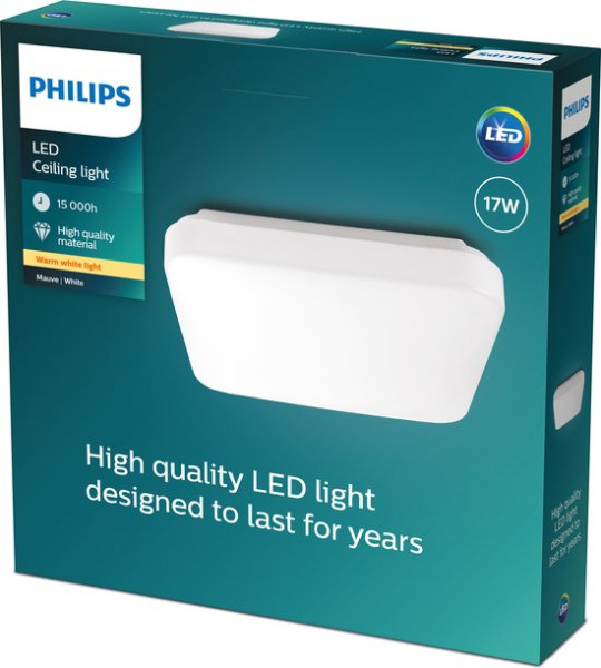 Philips Mauve plafonnière - wit - vierkant - 17 W