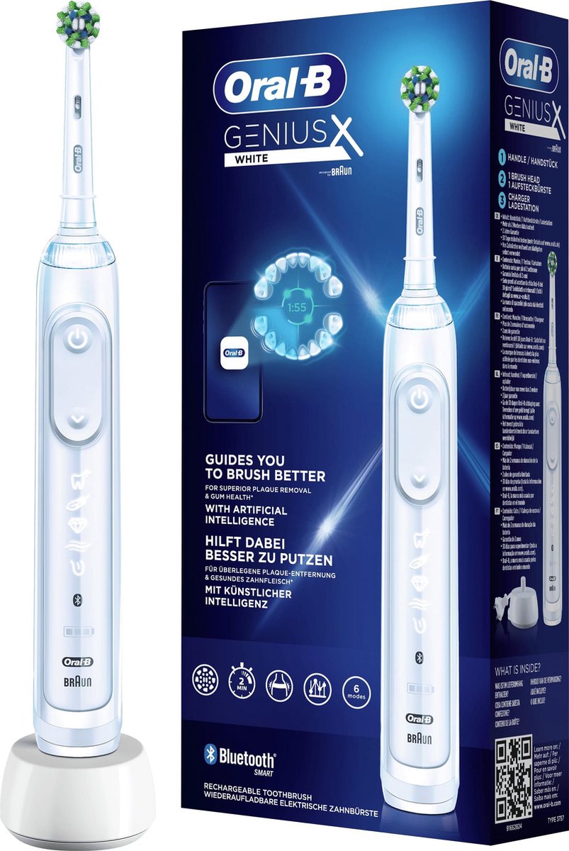 Oral-B Genius X - Wit - Elektrische Tandenborstel - Ontworpen Door Braun - 1 Handvat en 1 opzetborst