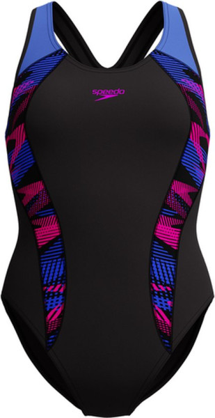 Speedo Maat 46 Placement Laneback Dames Sportbadpak - Zwart/Blauw