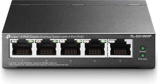 TP-Link TL-SG1005P - Netwerkswitch - Unmanaged - PoE - 5-Poorts
