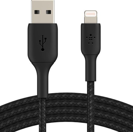 Belkin Braided iPhone Lightning naar USB kabel - 3m - zwart