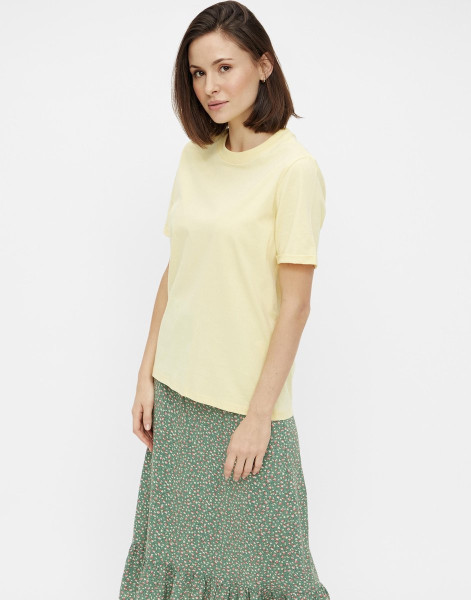 Pieces Maat XS PCRIA SS FOLD UP SOLID TEE NOOS BC - Pale Banana - Vrouwens