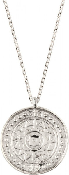 Orelia ketting kort met ingegraveerd muntje zilverkleurig - 46 cm